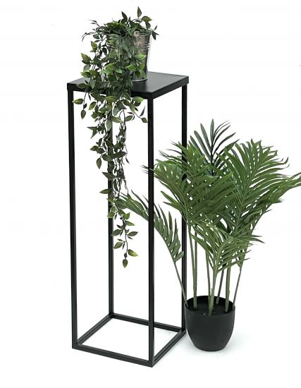 DanDiBo Blumenhocker Metall Schwarz 70 cm Eckig Blumenständer Beistelltisch FRA-005 Blumensäule Modern Pflanzenständer Pflanzenhocker