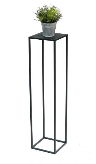 DanDiBo Blumenhocker Metall Schwarz Eckig 100 cm Blumenständer Beistelltisch 96351 Blumensäule Modern Pflanzenständer Pflanzenhocker