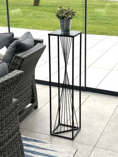 DanDiBo Blumenhocker Metall Schwarz Eckig 100 cm Blumenständer Beistelltisch 96458 Blumensäule Design Modern Pflanzenständer Pflanzenhocker