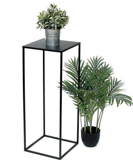 DanDiBo Blumenhocker Metall Schwarz Eckig 70 cm Blumenständer Beistelltisch 96315 L Blumensäule Modern Pflanzenständer Pflanzenhocker