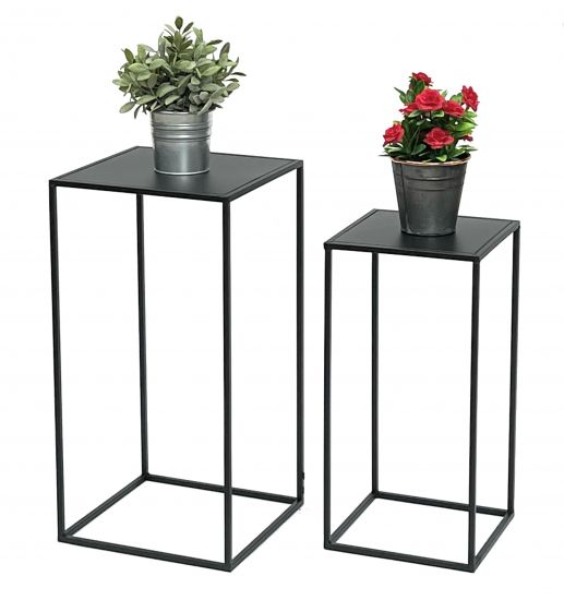 DanDiBo Flower Stool Metal Black Square Flower Stand Side Table 96312 Set of 2 Flower Column Modern Plant Stand Plant Stool