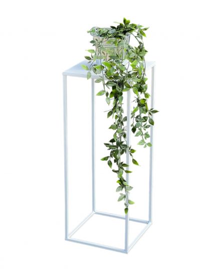 DanDiBo Blumenhocker Metall Weiß Eckig 62,5 cm Blumenständer Beistelltisch 96484 M Blumensäule Modern Pflanzenständer Pflanzenhocker