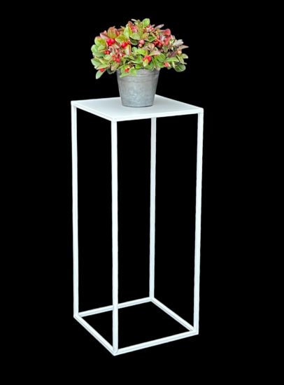 DanDiBo Blumenhocker Metall Weiß Eckig 70 cm Blumenständer Beistelltisch 96482 L Blumensäule Modern Pflanzenständer Pflanzenhocker