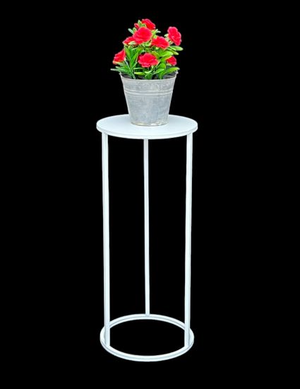 DanDiBo Blumenhocker Metall Weiß Rund 60 cm Blumenständer Beistelltisch 96483 M Blumensäule Modern Pflanzenständer Pflanzenhocker