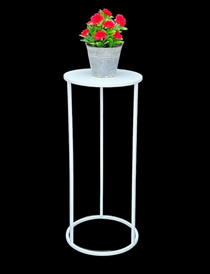 DanDiBo Flower Stool Metal White Round 70 cm Flower Stand Side Table 96483 L Flower Column Modern Plant Stand Plant Stool