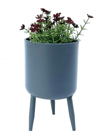 DanDiBo Blumentopf mit Füßen Pflanztopf Blumenkübel mit Beinen Metall Grau 17 cm 96260 S Modern Pflanzenständer