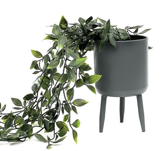 DanDiBo Blumentopf mit Füßen Pflanztopf Blumenkübel mit Beinen Metall Grau 17 cm 96260 S Modern Pflanzenständer