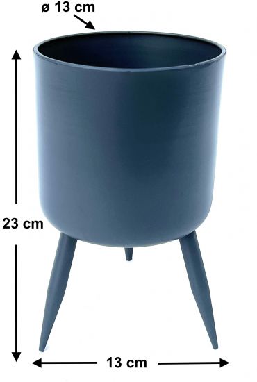 DanDiBo Blumentopf mit Füßen Pflanztopf Blumenkübel mit Beinen Metall Grau 23 cm 96260 M Modern Pflanzenständer