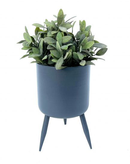 DanDiBo Blumentopf mit Füßen Pflanztopf Blumenkübel mit Beinen Metall Grau 23 cm 96260 M Modern Pflanzenständer