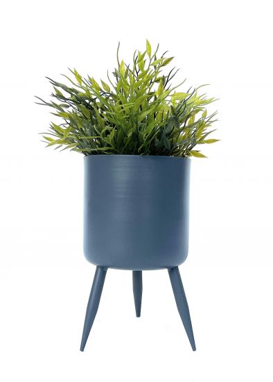 DanDiBo Blumentopf mit Füßen Pflanztopf Blumenkübel mit Beinen Metall Grau 23 cm 96260 M Modern Pflanzenständer