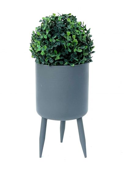 DanDiBo Blumentopf mit Füßen Pflanztopf Blumenkübel mit Beinen Metall Grau 27 cm 96260 L Modern Pflanzenständer