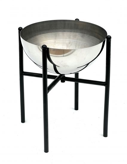 DanDiBo Blumenhocker Metall mit Topf Schwarz Silber 25 cm Blumenständer 96257 S Blumensäule Modern Pflanzenständer Pflanzenhocker