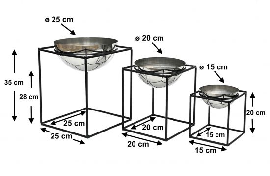 DanDiBo Blumenhocker Metall mit Topf Schwarz Silber Blumenständer 96256 3er Set Blumensäule Modern Pflanzenständer Pflanzenhocker