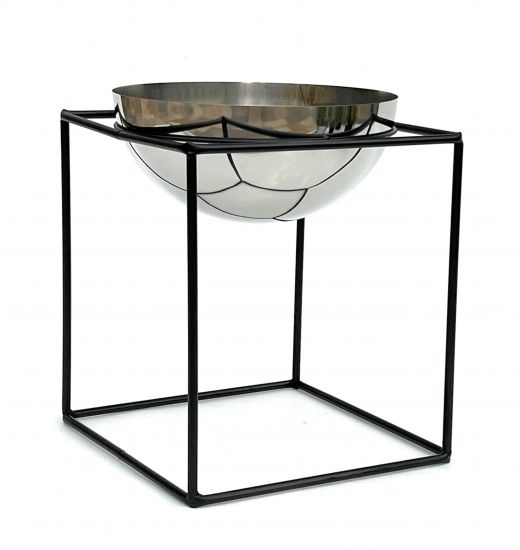 DanDiBo Blumenhocker Metall mit Topf Schwarz Silber Blumenständer 96256 3er Set Blumensäule Modern Pflanzenständer Pflanzenhocker