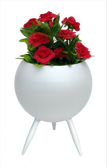DanDiBo Blumenhocker Metall mit Topf Weiß 23 cm Blumenständer 96259 M Blumensäule Modern Pflanzenständer Pflanzenhocker