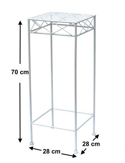 DanDiBo Blumenhocker Weiß Metall Eckig 70 cm Blumenständer 96314 L Beistelltisch Blumensäule Modern Pflanzenständer Pflanzenhocker