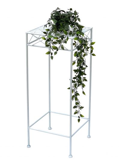 DanDiBo Blumenhocker Weiß Metall Eckig 70 cm Blumenständer 96314 L Beistelltisch Blumensäule Modern Pflanzenständer Pflanzenhocker