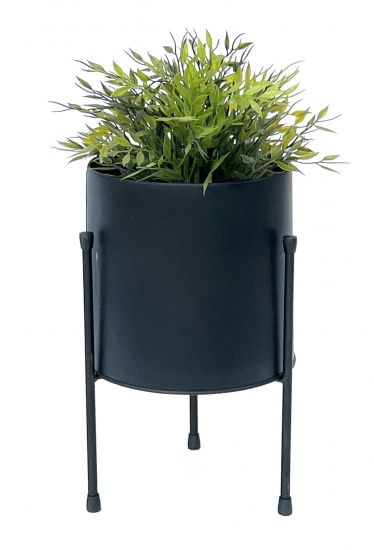 DanDiBo Blumenhocker mit Topf Metall Schwarz 32 cm Blumenständer 96261 Blumensäule Modern Pflanzenständer Pflanzenhocker