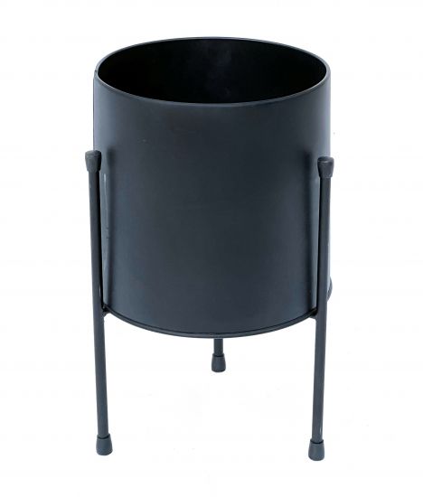 DanDiBo Blumenhocker mit Topf Metall Schwarz 32 cm Blumenständer 96261 Blumensäule Modern Pflanzenständer Pflanzenhocker