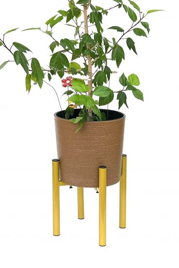 DanDiBo Verstellbarer Pflanzenständer Gold Metall 30 cm Blumenständer 96474 Blumenhocker Verstellbar Modern Pflanzenhocker Blumensäule