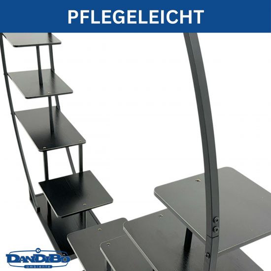 DanDiBo Blumenregal indoor 170 cm Hoch Metall Schwarz Rund 96586 Blumentreppe Groß Halbrund Pflanzenständer Modern Design