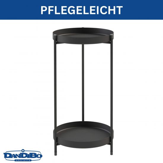 DanDiBo Blumenständer Metall Schwarz Rund 2 Etagen 52 cm 96583 Beistelltisch Blumenhocker Pflanzenständer Design Modern Pflanzenhocker