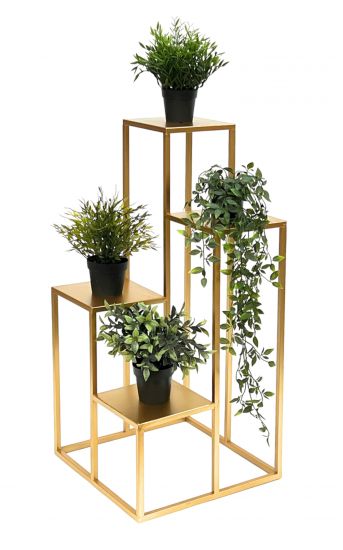 DanDiBo Blumentreppe Metall Gold 82 cm Pflanzentreppe Blumenständer 96505 Blumensäule Modern Pflanzenständer Blumenhocker