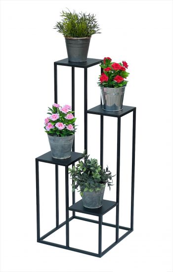 DanDiBo Blumentreppe Metall Schwarz 90 cm Pflanzentreppe Blumenständer 96354 Blumensäule Modern Pflanzenständer Blumenhocker