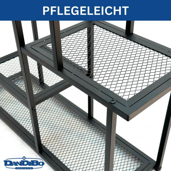 DanDiBo Blumenregal indoor Metall Schwarz 4 Ebenen 96579 Blumentreppe Modern Pflanzentreppe Design Pflanzenregal