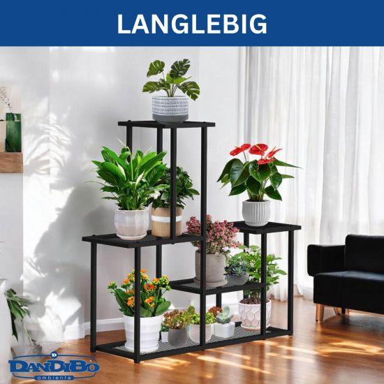 DanDiBo Blumenregal indoor Metall Schwarz 4 Ebenen 96579 Blumentreppe Modern Pflanzentreppe Design Pflanzenregal