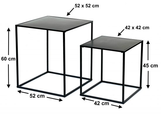 DanDiBo Couchtisch Schwarz Metall 2er Set Beistelltisch Wohnzimmer 96252 Tisch Beistelltisch 52 cm und 42 cm Sofatisch Küchentisch Modern