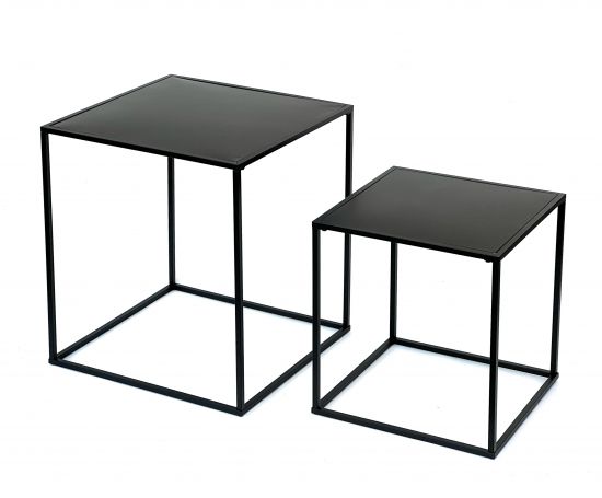 DanDiBo Couchtisch Schwarz Metall 2er Set Beistelltisch Wohnzimmer 96252 Tisch Beistelltisch 52 cm und 42 cm Sofatisch Küchentisch Modern