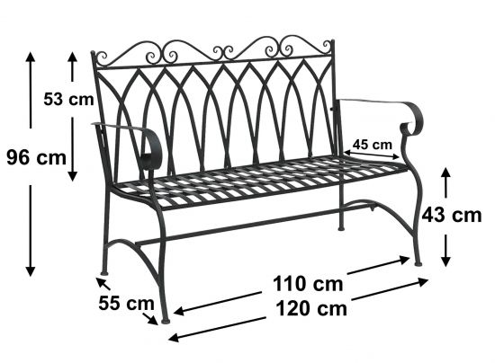 DanDiBo Gartenbank Metall 2 Sitzer Wetterfest Sitzbank Garten Bank Antik 18940 Dunkelbraun Metallbank 120 cm Eisenbank