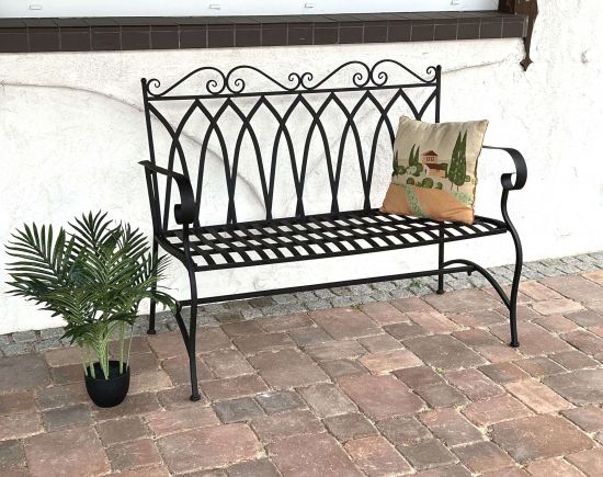 DanDiBo Gartenbank Metall 2 Sitzer Wetterfest Sitzbank Garten Bank Antik 18940 Dunkelbraun Metallbank 120 cm Eisenbank