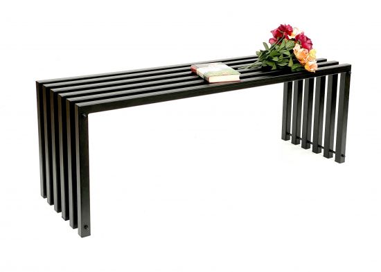 DanDiBo Gartenbank Metall Massiv Wetterfest Schwarz 120 cm Ela Sitzbank Modern 96205 Parkbank Eisen Blumenbank