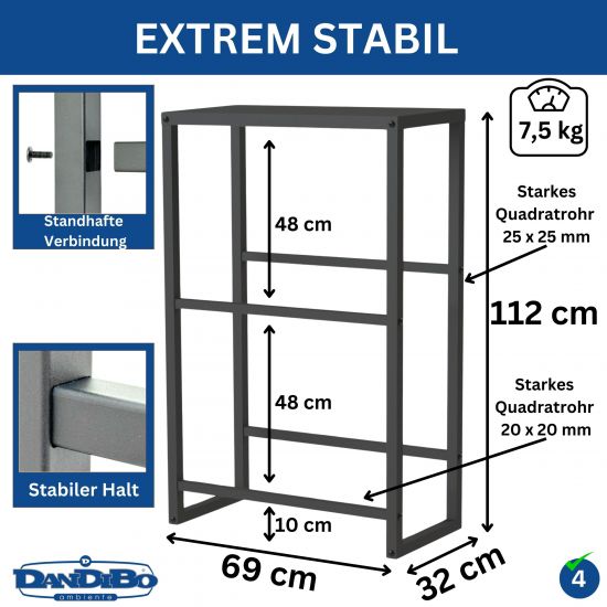 DanDiBo Getränkekistenregal 4 Kisten mit Ablage Schmal Metall Stehend 96547 Getränkekistenhalter 100 cm Getränkekistenständer Flaschenkistenregal