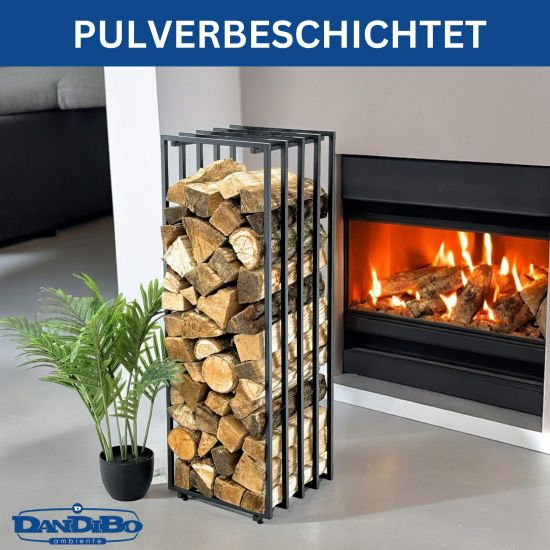 DanDiBo Kaminholzregal Innen Metall Schwarz Feuerholzregal Brennholzregal Kaminholzständer 96609 Kaminholzhalter