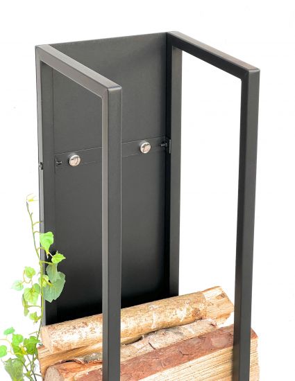 DanDiBo Kaminholzregal Innen Metall Schwarz Kaminholzständer 100 cm mit Rückwand an der Wand Hängend 96357 Holzkorb Kaminholzhalter Holzregal