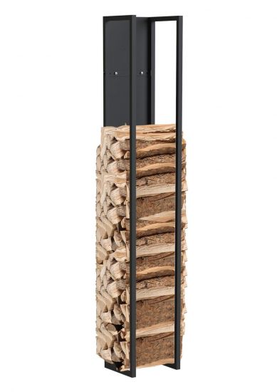 DanDiBo Firewood rack indoor metal black Firewood rack 160 cm with back wall Hanging on the wall 96540 Wood basket Fireplace wood holder Wood rack