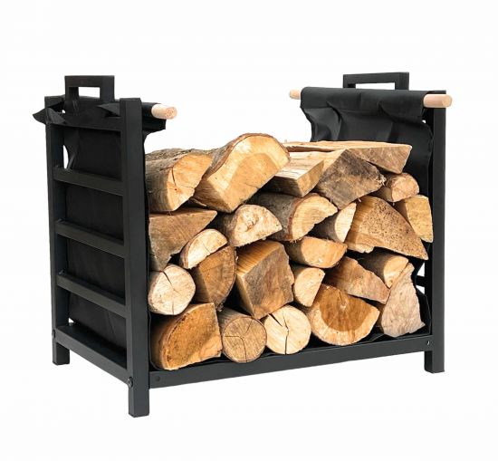 DanDiBo Firewood Rack Indoor Metal Black Standing with Carrying Bag 45 cm Firewood Stand 96466 Firewood Holder Firewood Rack Firewood Rack