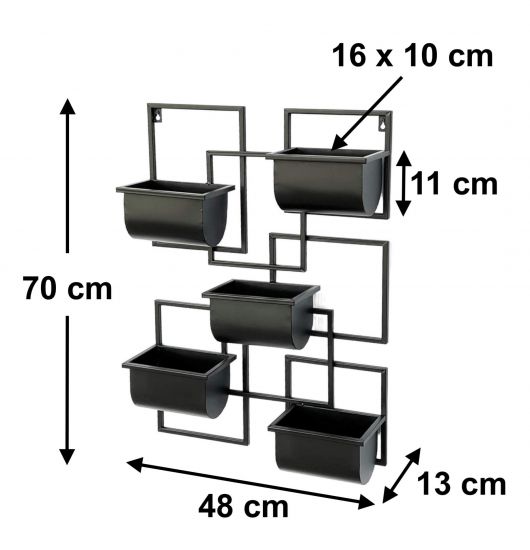 DanDiBo Kräuterregal Küche Wand Metall Schwarz 96525 Wandregal Blumenregal Pflanzenhalter Wandblumenhalter Modern