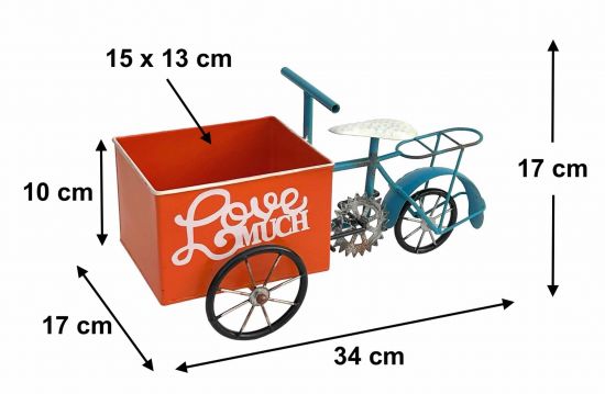 DanDiBo Blumenfahrrad für Garten Metall Stehend Fahrrad Blau Orange 96530 Pflanzfahrrad Dekofahrrad Blumenständer