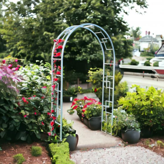 DanDiBo Rose arch Galvanised Solid 150 cm Archway 96524 Weatherproof Round arch Solid iron climbing aid Garden arch Hot-dip galvanised