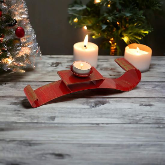 DanDiBo Schlitten Rot Metall Stehend Weihnachtsdeko Deko Weihnachten Kerzenhalter Teelichthalter Winter Modern