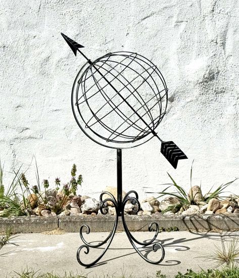 DanDiBo Sundial Garden Metal Globe 101806 Modern Standing Wrought Iron Sundial 72 cm Garden Clock Garden Decoration