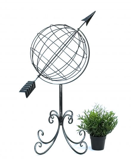 DanDiBo Sundial Garden Metal Globe 101806 Modern Standing Wrought Iron Sundial 72 cm Garden Clock Garden Decoration