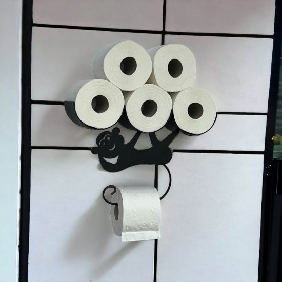 DanDiBo Toilet roll holder Black Matt Wall Metal Monkey Toilet roll holder Toilet roll holder Toilet roll holder Replacement roll holder