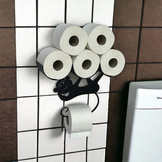 DanDiBo Toilettenpapierhalter Schwarz Matt Wand Metall Affe Klopapierhalter Toilettenrollenhalter WC Rollenhalter Ersatzrollenhalter