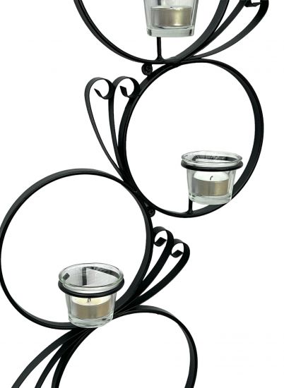 DanDiBo wall tealight holder metal black round wall candle holder 60 cm tealight holder wall tealight sconce wrought iron