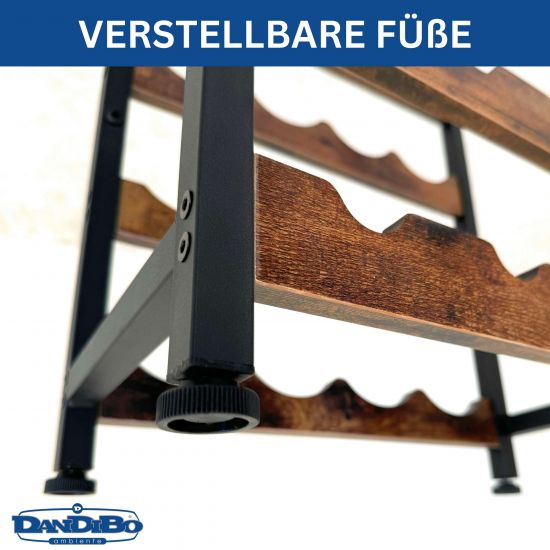 DanDiBo Weinregal Metall Schwarz Stehend mit Glashalter 100 cm 96575 Flaschenregal Flaschenständer Flaschenhalter Modern